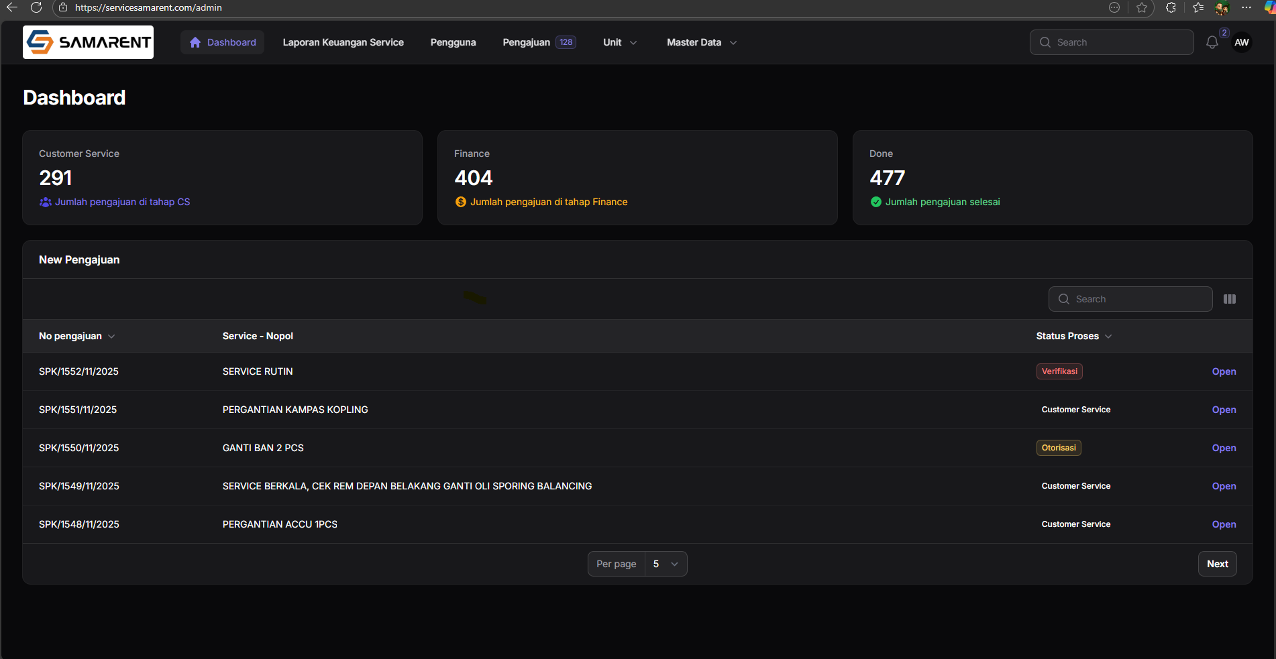 Aplikasi Pengajuan Service Kendaraan